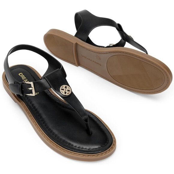 Dream Pairs Womens T-Strap Flat Thong Sandals Size 11 Adjustable Ankle Strap - Picture 11 of 13